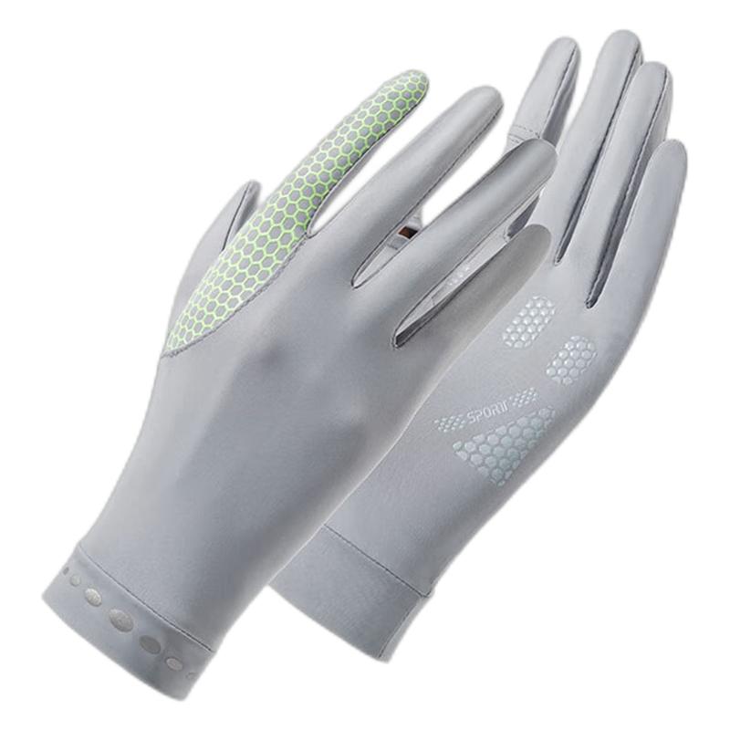 Jian Cai Women's Summer Sunscreen Gloves Outdoor Driving Ice Silk Cooling Breathable Fingerless Anti-Slip Cycling Gloves