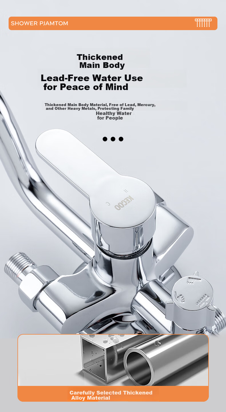 KEGOO Shower Set Complete Exposed Mixer Integrated Shower Booster Head Full Set Bright Silver K4071 10