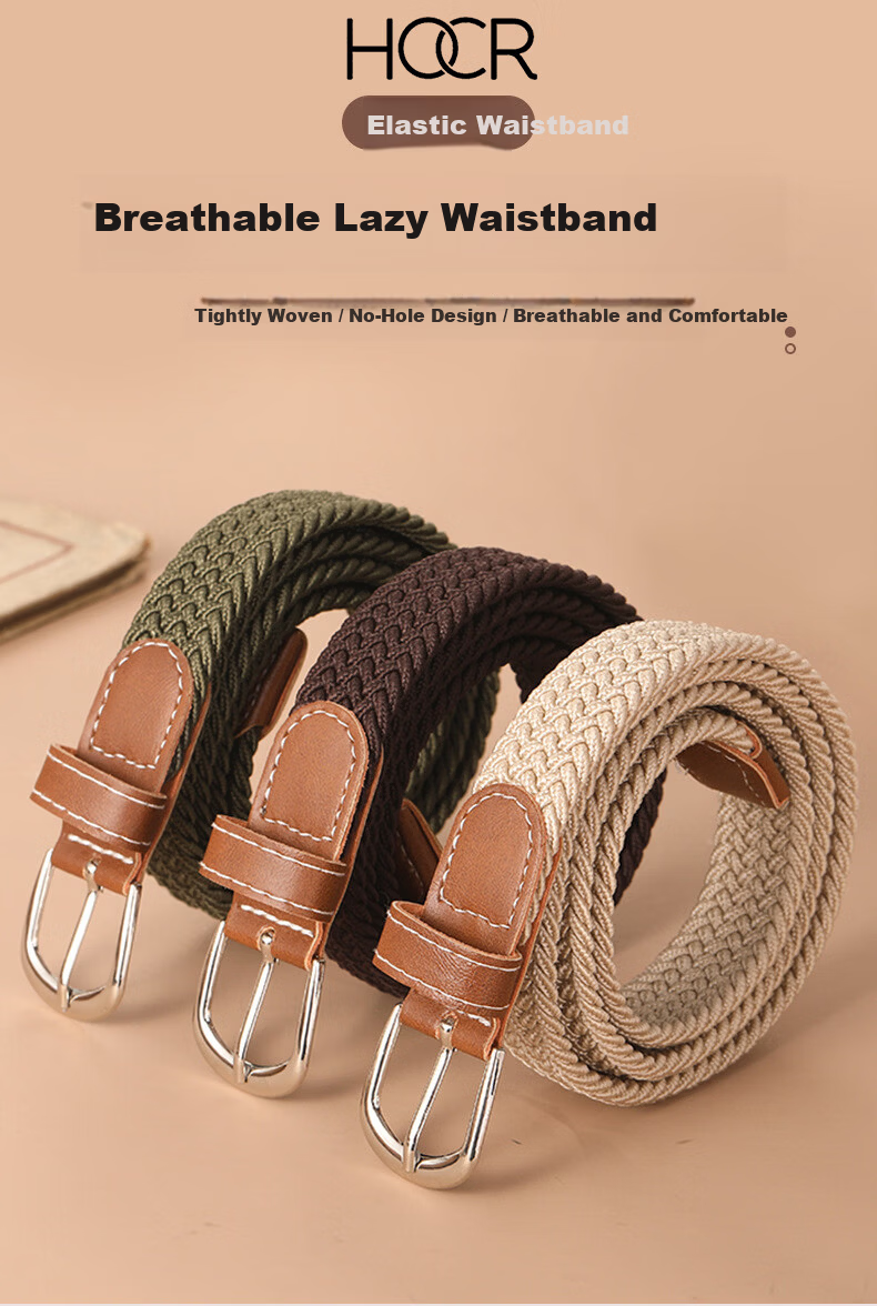 HOCR Canvas Belt Ins Style Woven Elastic Waistband Comfortable Breathable Unisex Jeans Belt 1