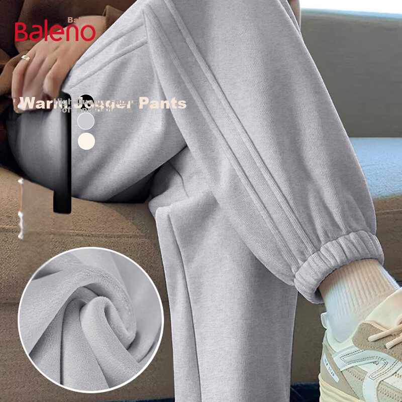 Baleno Women's Fleece-Lined Jogger Pants Autumn Winter 2025 New Thickened Warm Slim Casual Sweatpants Slimming Sports Pants
