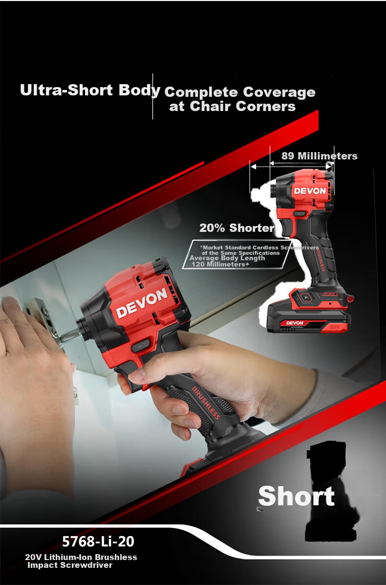 Devon 20V Impact Screwdriver 150Nm Electric Screwdriver Cordless Drill 5768 Single Battery Fast Charger 3