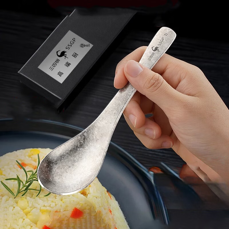 SSGP 99% Pure Titanium Spoon Personal Use Children's High-End Deep Soup Spoon Dining Spoon
