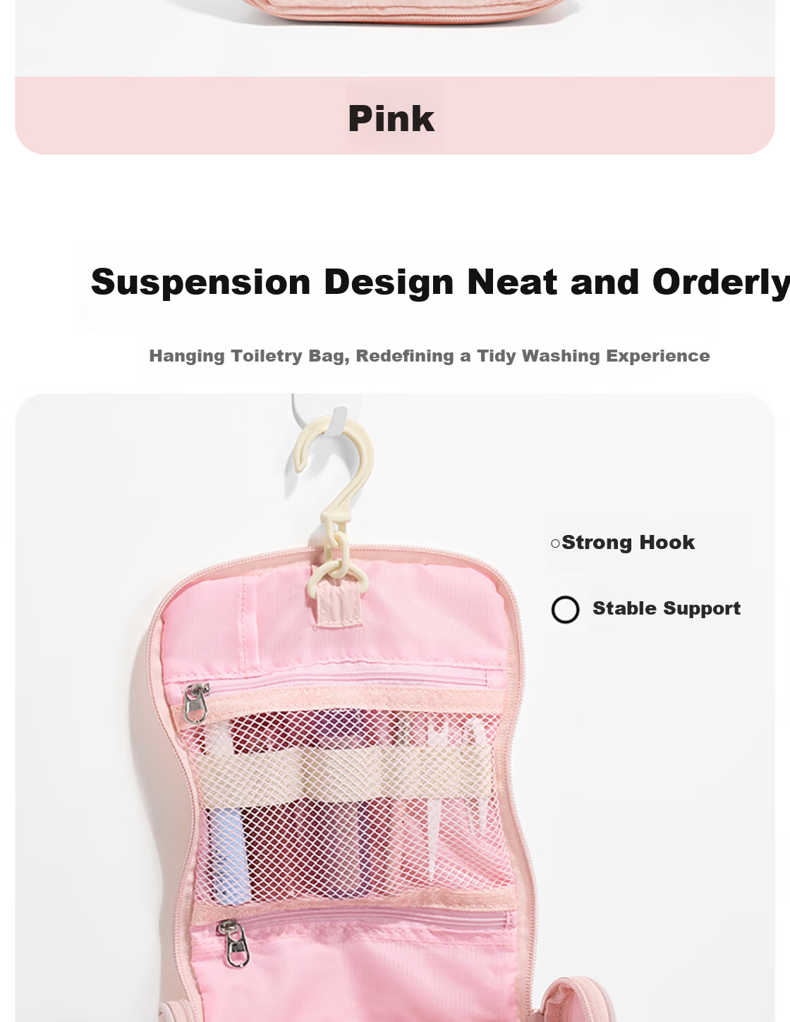 MINISO Aviator Series Hanging Toiletry Bag Pink 3