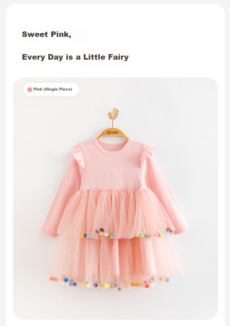 Babyprints Girls' Dress Sweet Tulle Long Sleeve Baby Dress Spring Autumn Princess Dress Toddler Birthday Dress Size 120 9