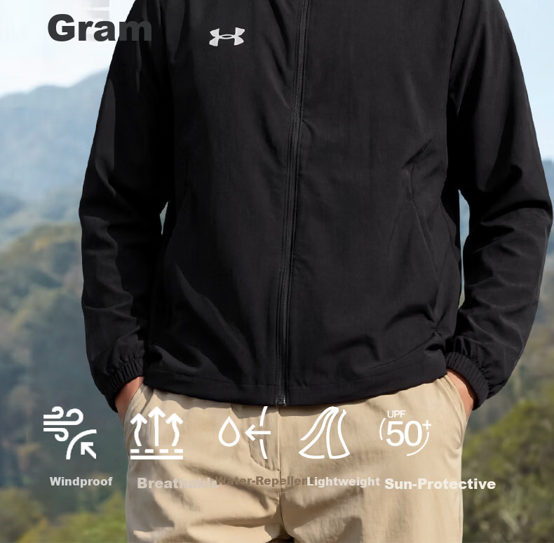 Under Armour Men's Sports Jacket, Summer New Style Sun Protection Clothing, Ice Silk Cool-Feeling Breathable Lightweight Outdoor Running Training Jacket 1