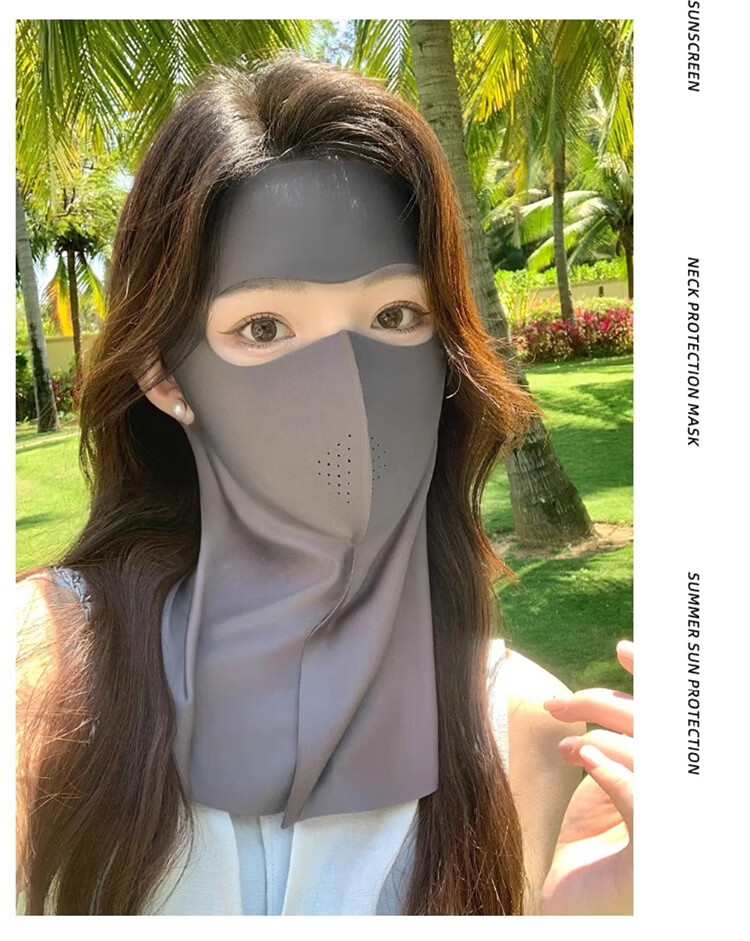 Dusenna Sunscreen Face Mask Unisex Ice Silk UV Protection 3D Sunshade Breathable Eye Protection for Running and Cycling 9