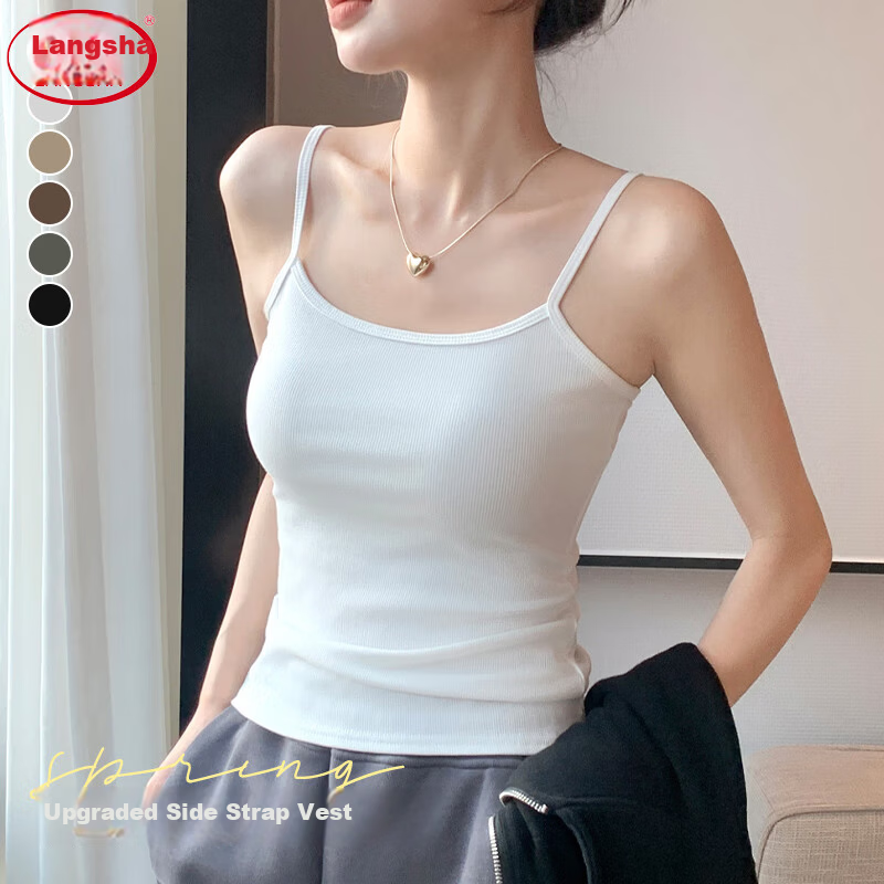 Langsha Women's Small Camisole Vest 2026 New Slim Fit Slimming Backless Sleeveless Thin Outerwear Basic Top