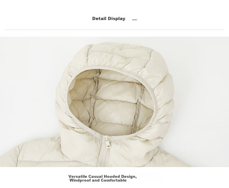 JEANSWEST 2025 Winter Hooded Lightweight Short Down Jacket White Duck Down Warm Comfortable Light Blue XL 18