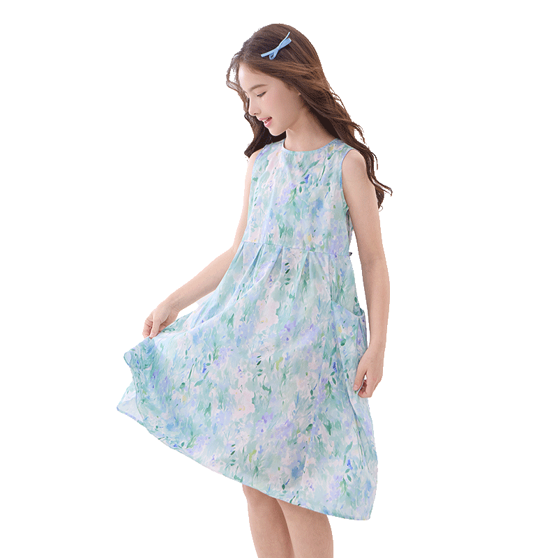 Disney Girls Summer Dress New Cotton Princess Dress for Older Children and Teens 1A141 Monet Purple 170