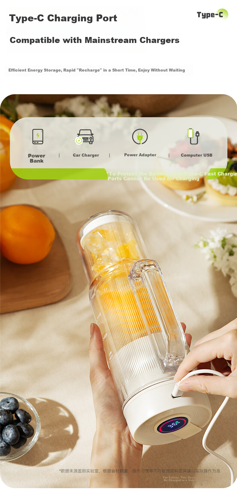 GLASSLOCK Double-Layer Juicer Portable Juicer Glass Blender Cup Juice Cup 12-Blade 304 Stainless Steel Ice Crusher 9