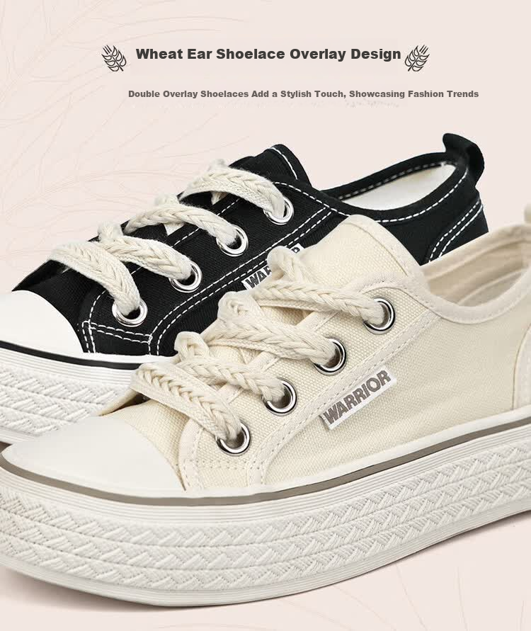 Warrior Official Women's Canvas Shoes 2026 Summer New Breathable Outdoor Casual Shoes Beige Size 35 8