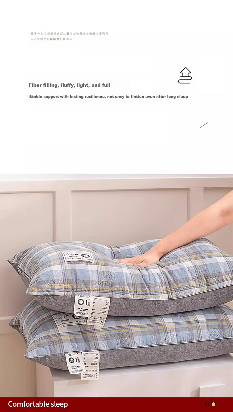 MUJI Workshop Muji Fabric Pillow Core Cotton Home Neck Protection Hotel Pillow Adult Sleeping Special Low Blue 6