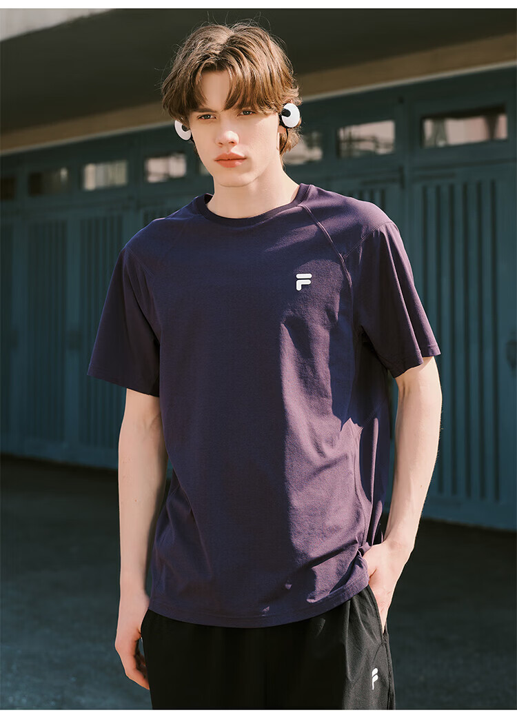 FILA Official Trendy Couple Knitted Dopamine Short Sleeve T-Shirt 26 Summer Quick-Dry Sports Tee 32