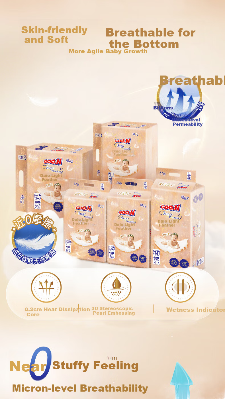 Dawang Light Feather Ring Adhesive Baby Diapers S3 Pieces (4-8kg) Ultra-thin Breathable Trial Pack 2