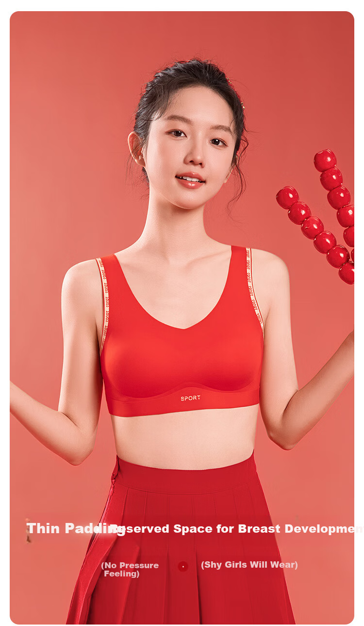 FitonTon Girls' Red Lunar New Year Underwear Set Gift Box 2025 Year of the Horse Children's Adolescent Bra Vest Age 12 4