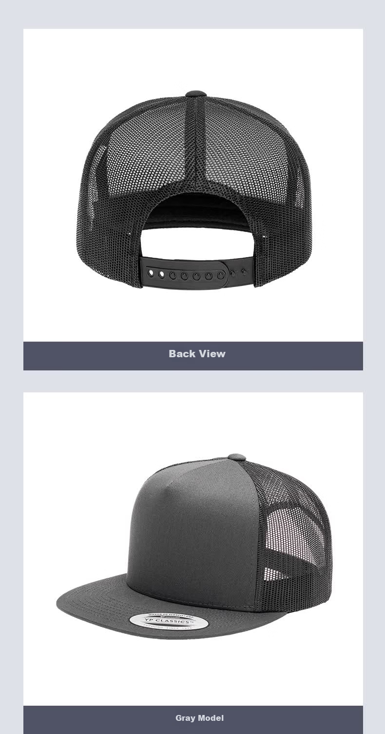 FLEXFIT Men's Imported Baseball Cap Summer Mesh High-Top Sun Protection Five-Panel Flat Brim Ins Trendy Mesh Hat 12