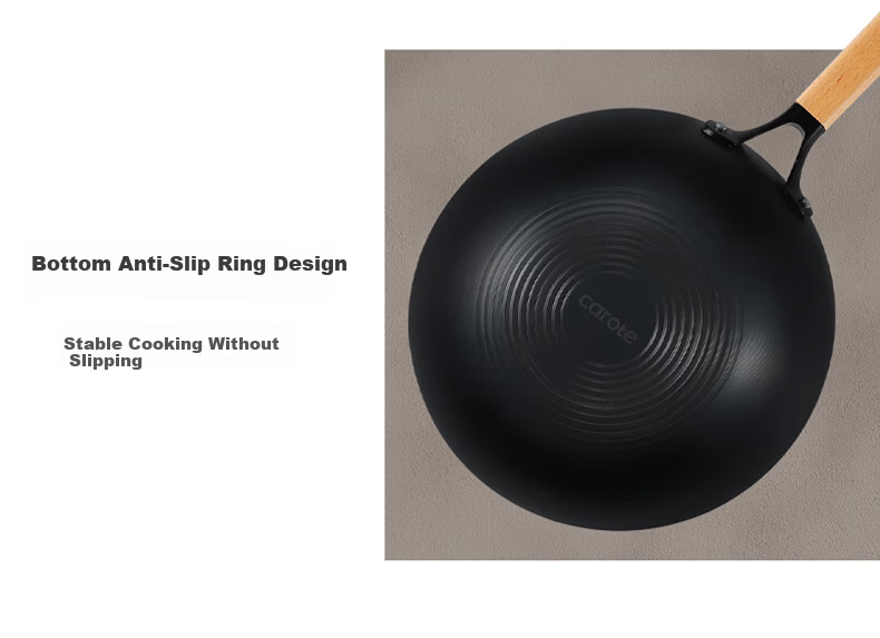 Carote Iron Wok, Home Cooking Pan, Non-Coated Non-Stick Pan, Suitable for Induction And Gas Stoves, Traditional Style, 32cm with Lid 9
