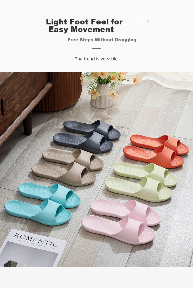 GUOLUOFEI Taiwan EVA Summer Lightweight Portable Anti-Slip Bathroom Slippers for Men and Women Couple Pink Size 38-39 2