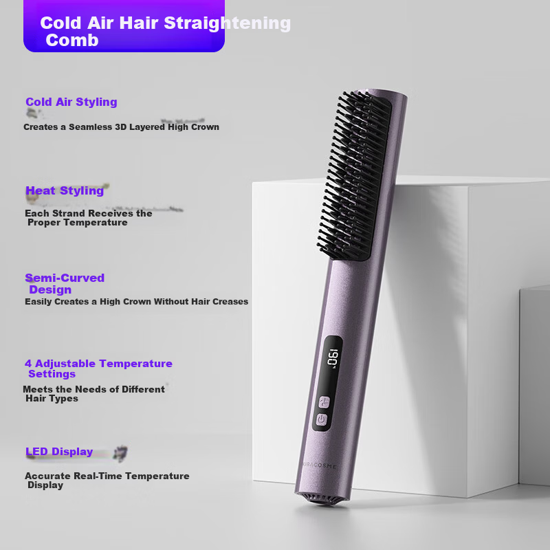 AKiracosme Hair Straightener And Curling Iron Combo, Hot Air Styling And Cold Air Setting, Long-Lasting Styling Hair Brush And Straightening Iron AC-S2 Cold Air Brush, Gift for Girls