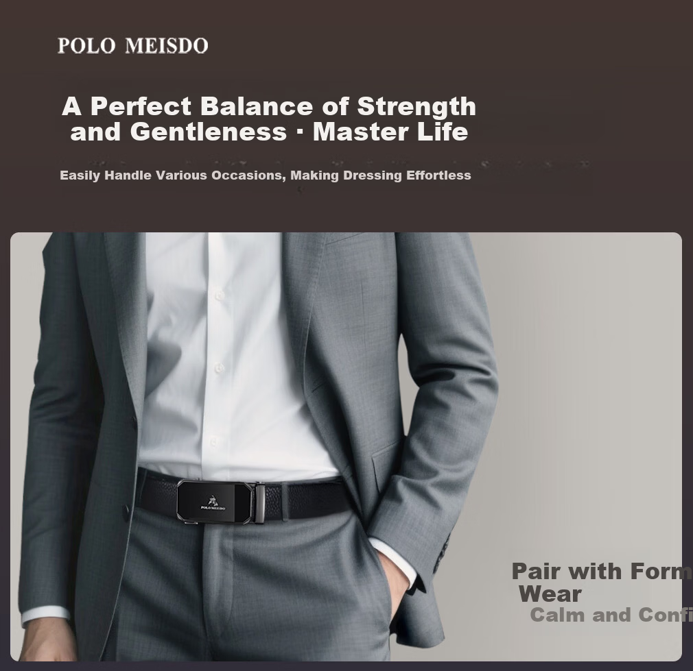 Paolo Mest Men's Genuine Leather Automatic Buckle Belt Gift Box Practical Birthday Present for Boyfriend Husband Father 23