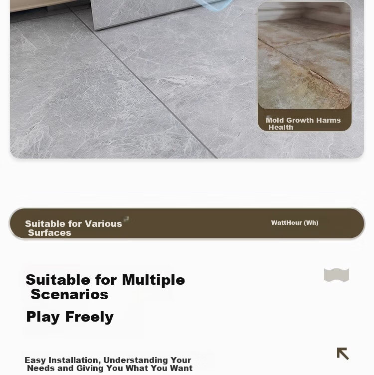 Washi PVC Self-Adhesive Waterproof Wear-Resistant Thickened Floor Sticker Frost Gray 1sqm 2pcs (80*80cm) 6