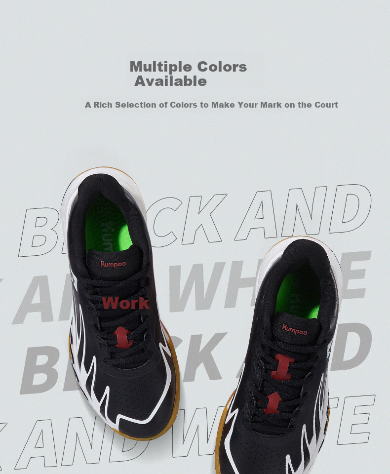 KUMPOO KH-G828 Featherweight Badminton Shoes Non-Slip Shock Absorption Breathable Professional Competition Sports Shoes Shura Black/White Size 42 11