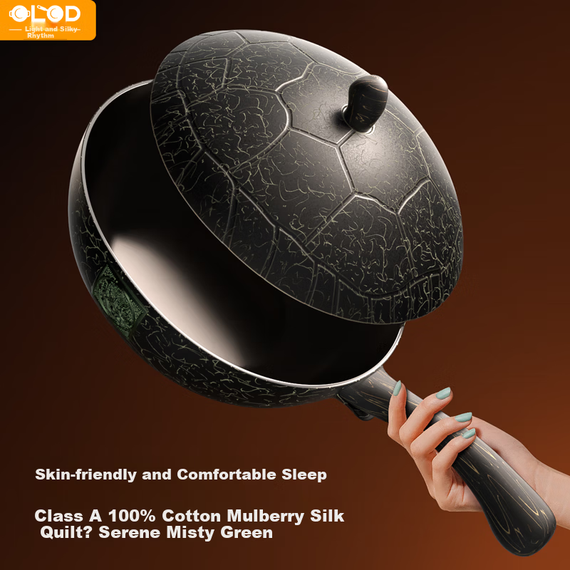 OLODE [Xuanwu Titanium Shield] Non-Stick Frying Pan Household Stir-Fry Pan Titanium Rock Cast Dragon Turtle Pan Compatible with All Stoves Low Oil Smoke