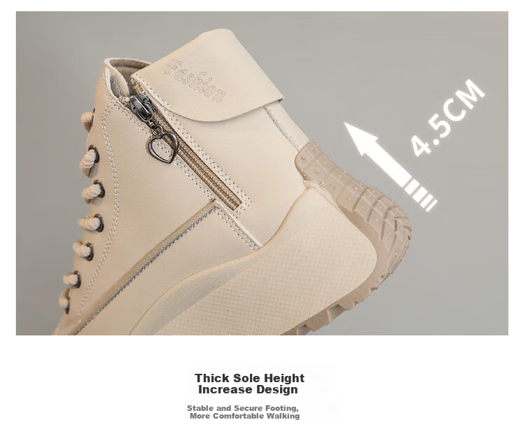 TonLion Women's Autumn Winter High-Top Casual Shoes Elevated Thick-Soled Sports Dad Sneakers Boots Khaki Size 38 6