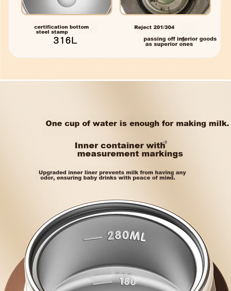 NEVS Kids Insulated Bottle 316 Stainless Steel Baby Training Straw Cup Baby Water Bottle Direct Drinking Milk Bottle - Naige Mi 6