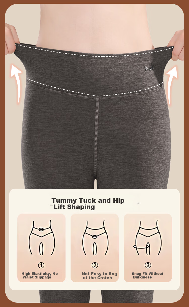 MiiOW Cashmere And Silk Thermal Underwear for Women, Warm Seamless Leggings, High-Waisted Slimming Base Layer Pants, New 2026 Peach Pink 8