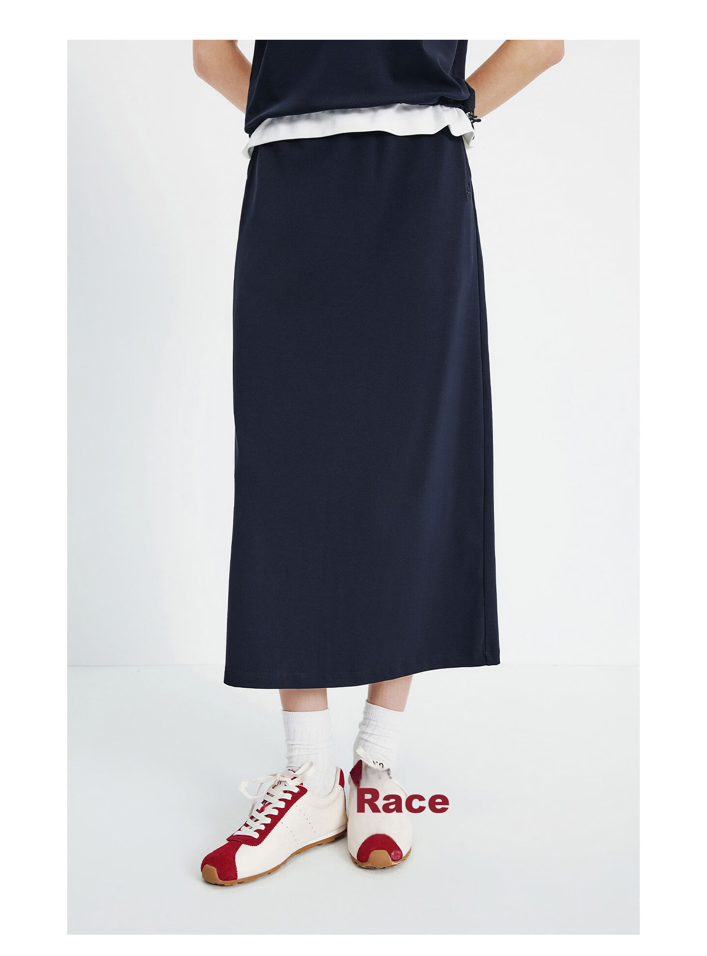 Navigare Italy Small Sailboat 26 New Casual Women's Half Skirt with Back Slit Commuter Versatile Long Skirt 2312876513 24