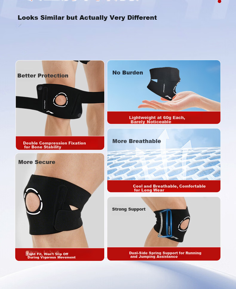Li-Ning Knee Brace for Sports, Running, Men And Women, Meniscus Protection, Joint Support, Patellar Strap, Basketball, Soccer, Badminton, Hiking Protective Gear 8