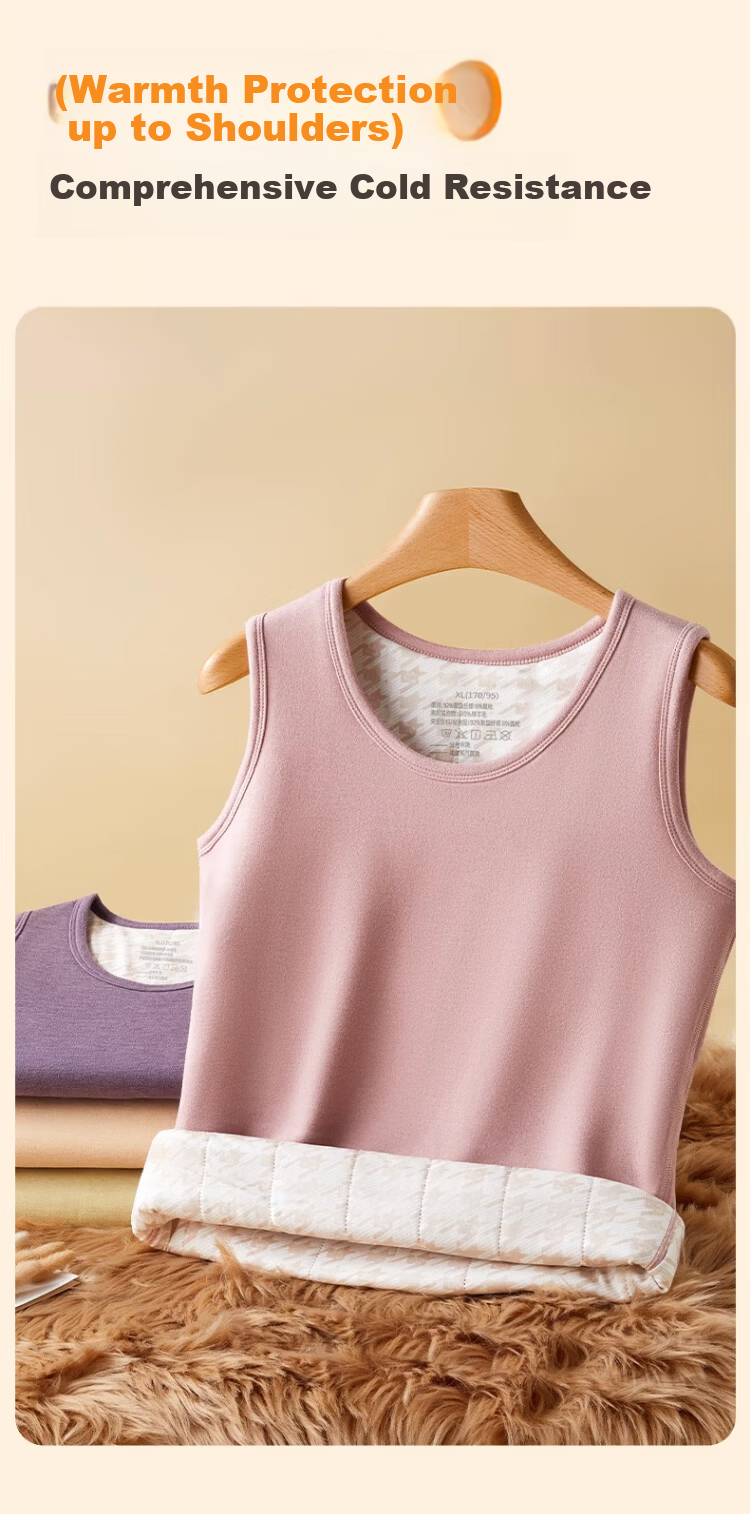 Langsha Women's Thermal Vest 100% Wool Filled Autumn Winter Antibacterial Thickened Cold-Resistant Base Layer Top 8