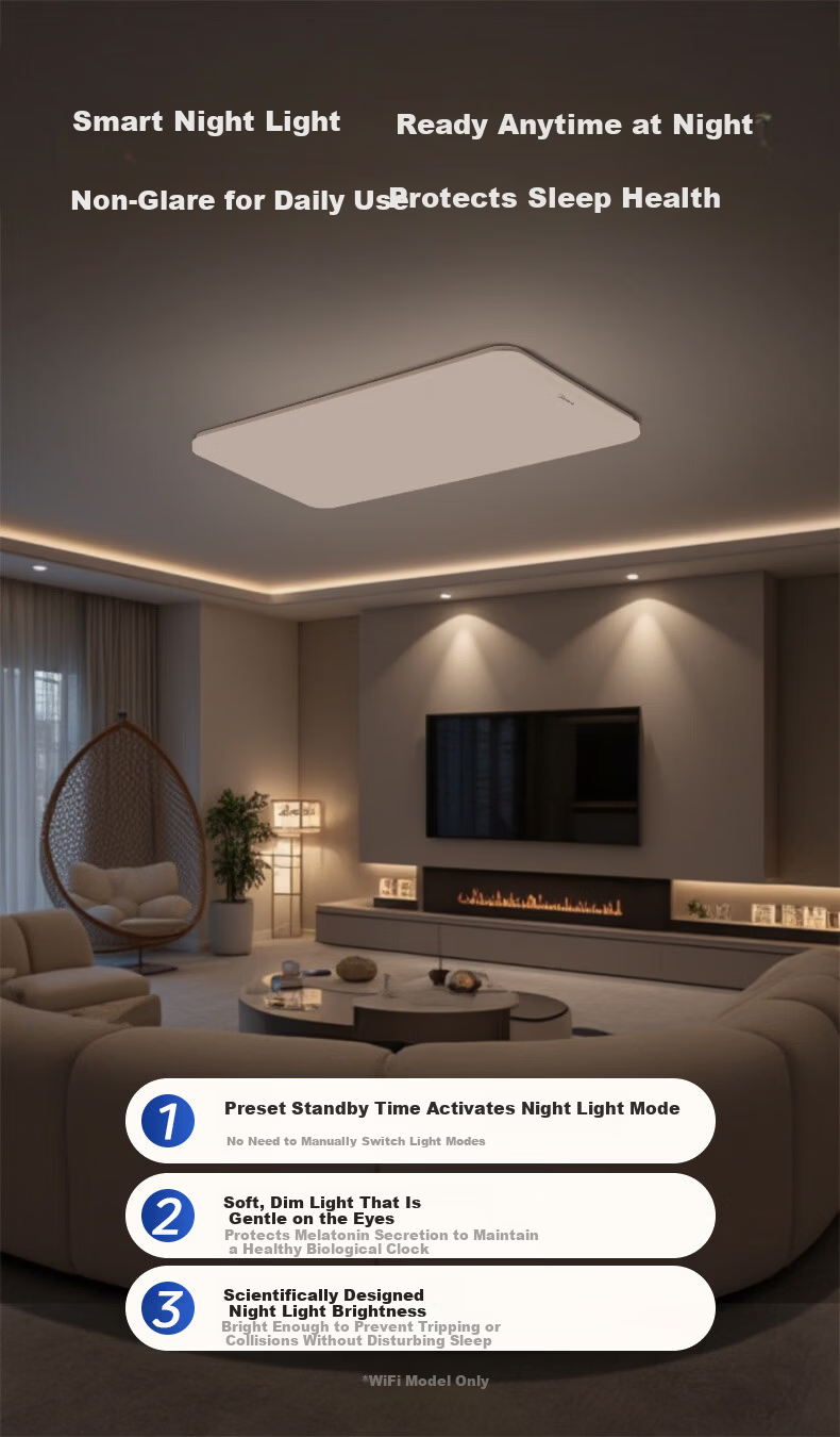 Midea LED Ceiling Light for Living Room, Dining Room, Bedroom, Children's Room, High Color Rendering Index Smart Control Round Lamp Fixture Huiyue White 60W Installation Included 13