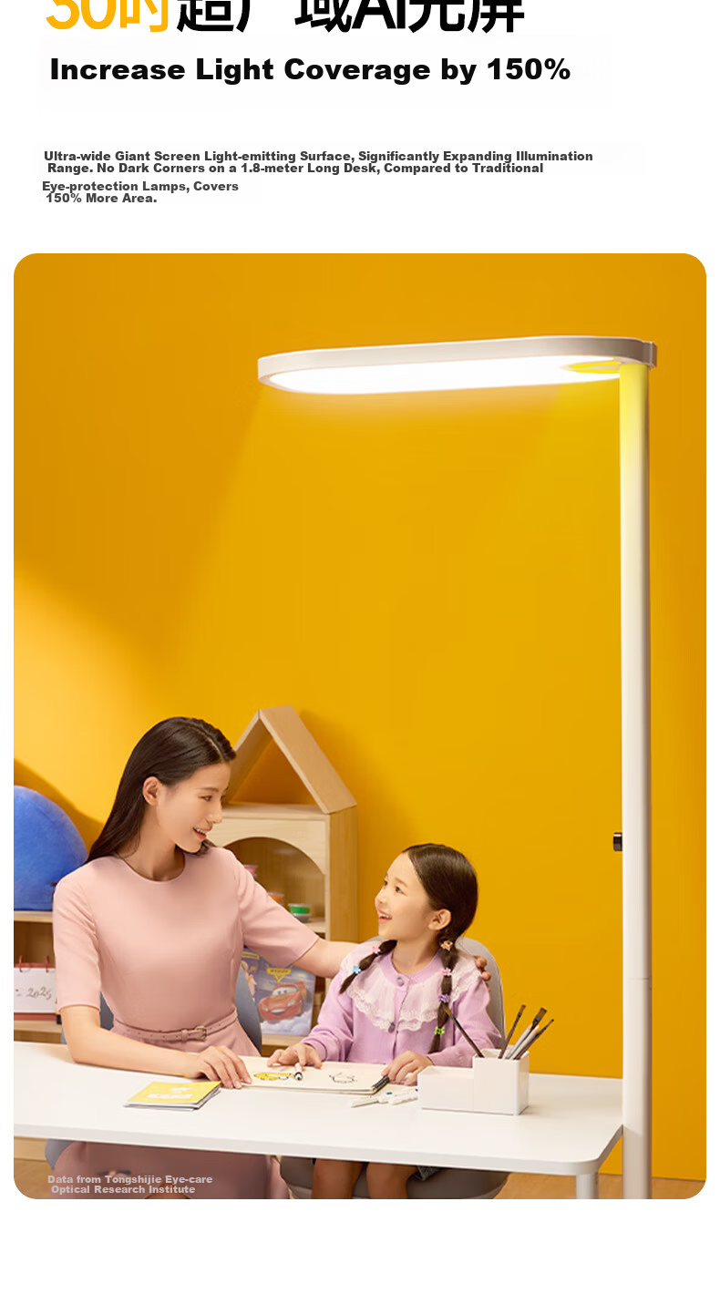 Tongshijie Golden Yellow Eye Protection Street Lamp Voice Control Full Spectrum Living Room Study Floor Lamp Children's Reading Lamp 150W 14