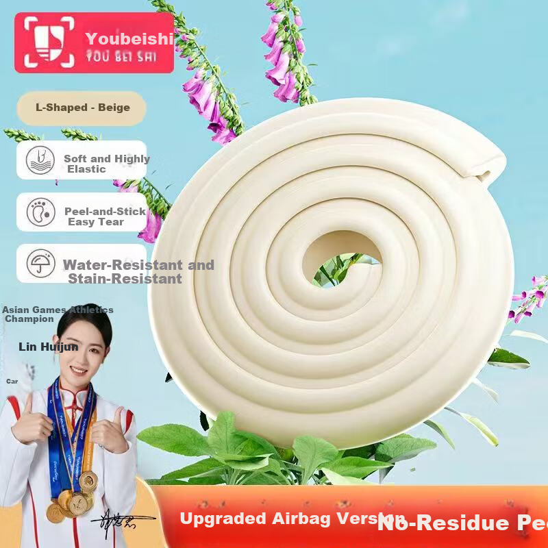 YOUBEISHI Baby Safe Corner Protector L-Shaped Edge Guard Anti-Collision Strip for Table, Wall, and Window Sill, Chewable, White, 5 Meters
