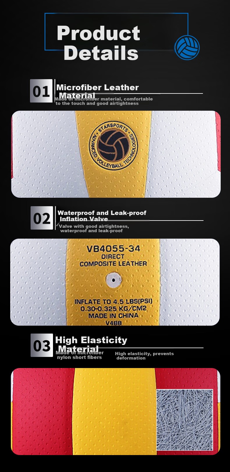 Star Volleyball Soft 5# Hard Volleyball for Middle School Exam Youth Adult Competition Training Standard Ball VB4125C-67 6