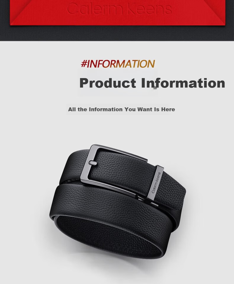 Calermkeens Patented Automatic Buckle Men's Leather Belt Business Casual High-Grade Cowhide Waist Belt Father's Day Gift 17