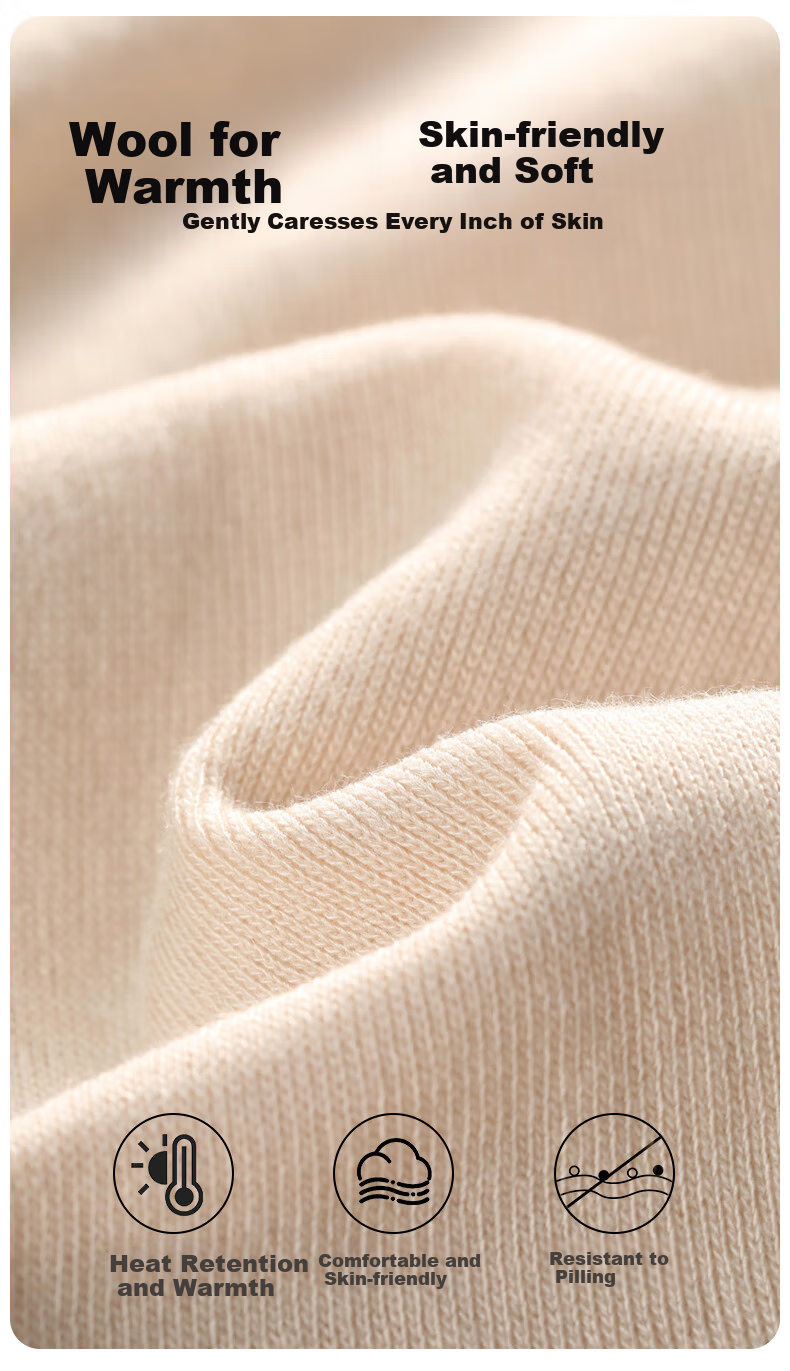 GUJIN Women's Thermal Underwear Set Wool V-Neck Slim Fit Base Layer Autumn Top and Bottom Without Bra 4