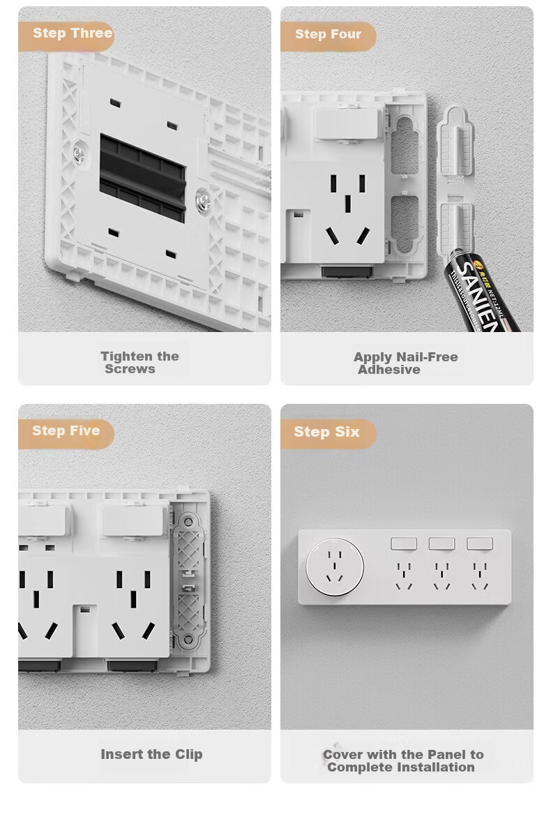 AUX 86-Type Expandable Socket Extension Converter Concealed Multi-Port Household Power Strip with Switch Three Switches 21 Holes + Five Holes Left Expansion Aperture Gray 13