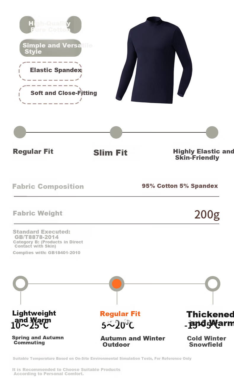 CASENLAND Men's Pure Cotton Thermal Underwear Set Autumn Shirt and Pants Cotton Knit Warm Base Layer 23