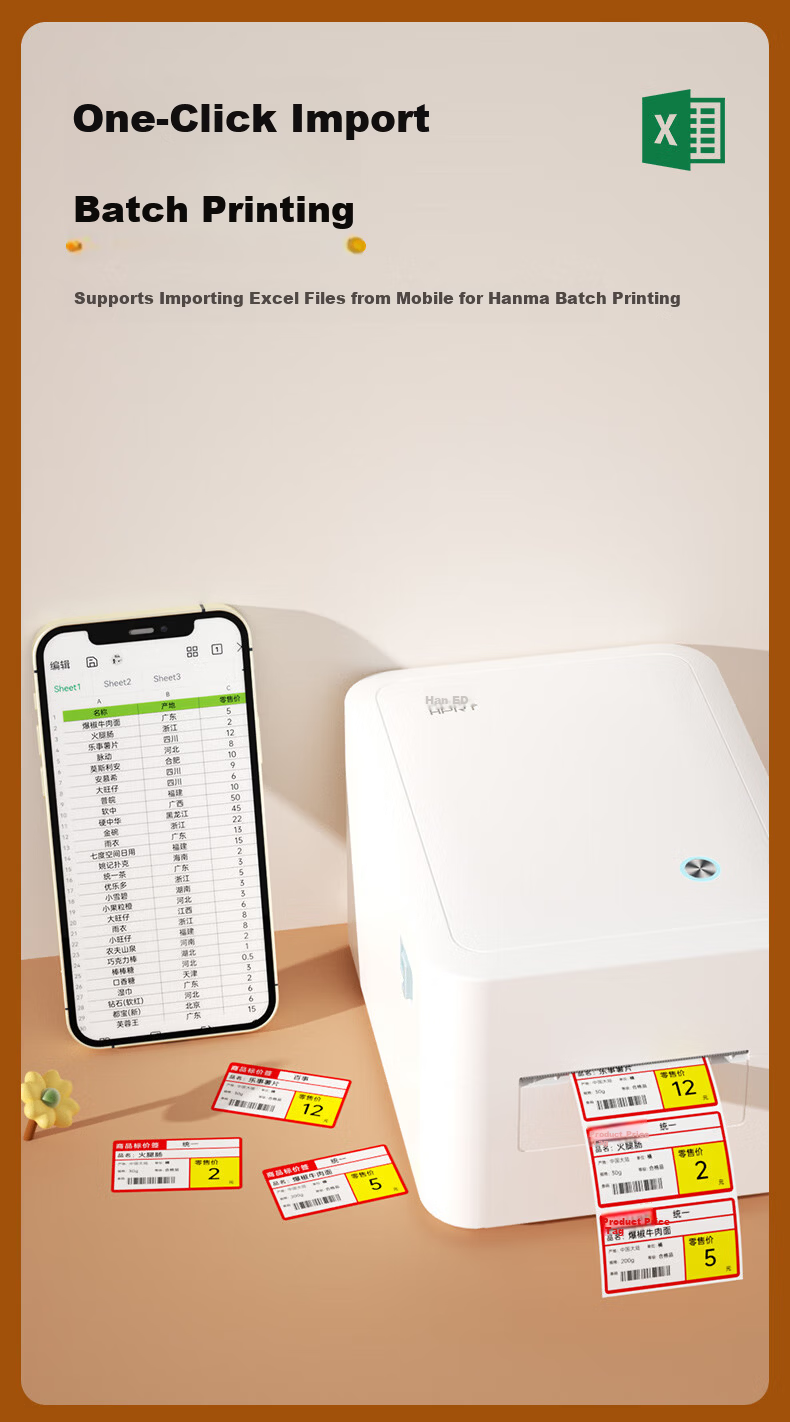 HPRT D35 Thermal Barcode Printer, High-Definition Express Delivery Label Warehouse Logistics Fixed Asset Tag, Clothing Hanger Tag Product Barcode Sticker Printing, USB Versio 8