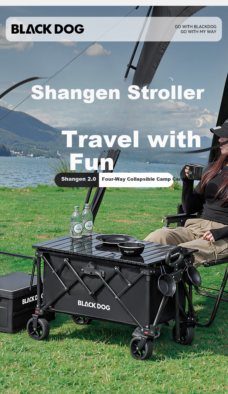 Black Dog Rear Door Camping Trailer Pet Stroller 240kg Load Capacity 1