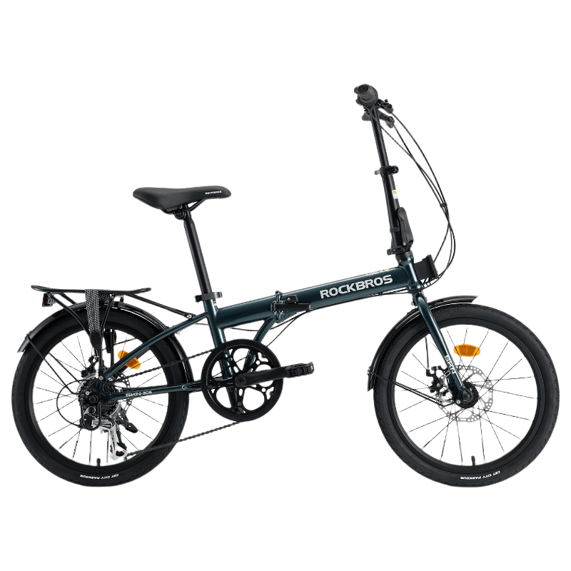 Rockbros Folding Bike Portable 20-inch Adult Commuter 7-Speed Gear Disc Brake Student Unisex SKN-20E Deep Sea Blue