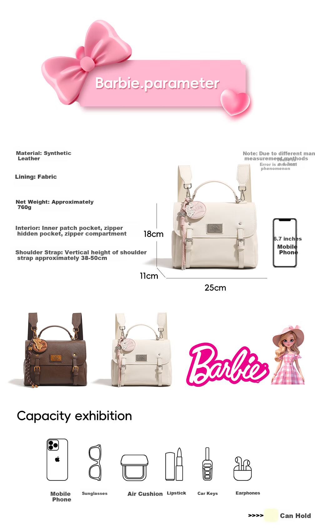 Barbie Vintage Luxury Women's Backpack Cambridge Laptop Small Backpack Birthday Gift Valentine's Day 5