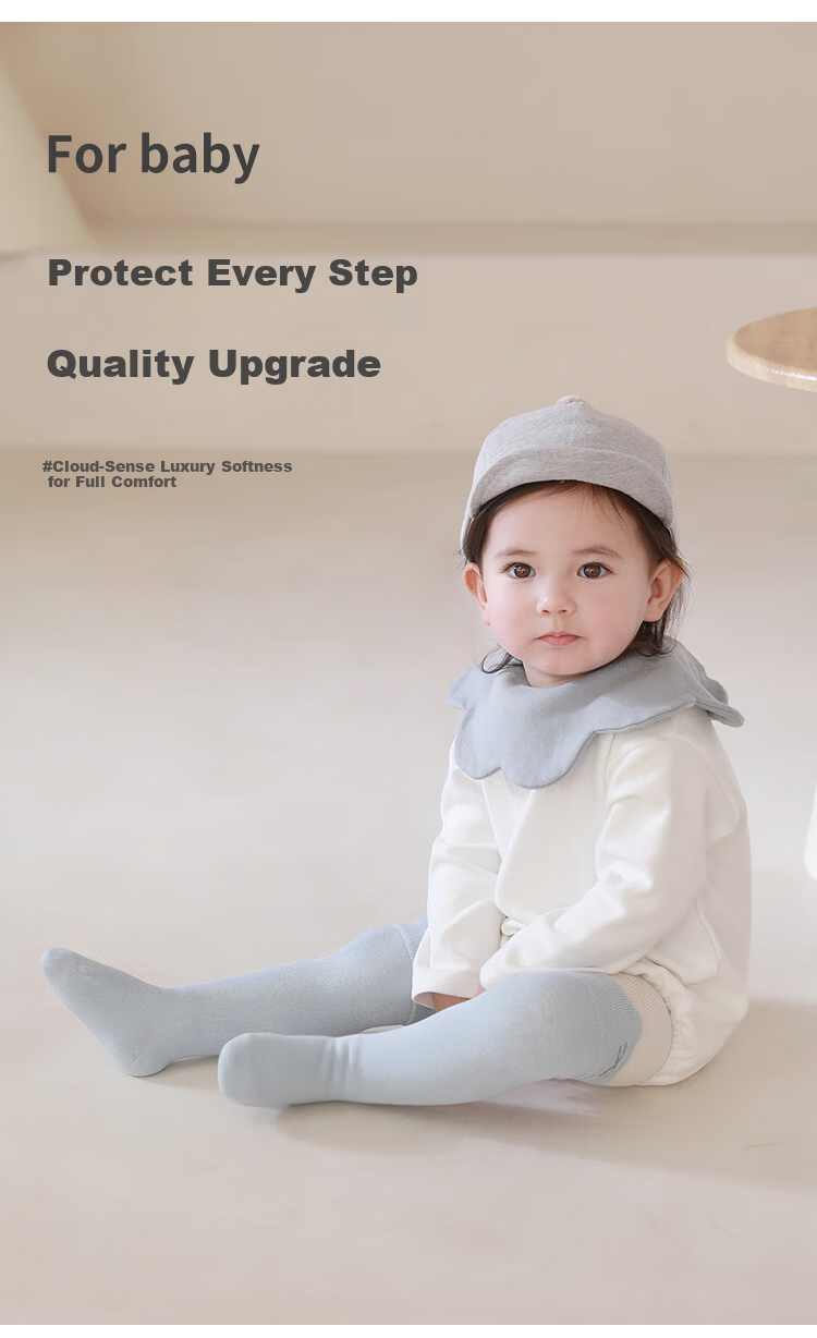 Five Cotton 3 Pairs Baby Socks Autumn Winter Anti-Mosquito Long Tube Combed Cotton Children's Socks Baby Loose Top Non-Tight Class A 1