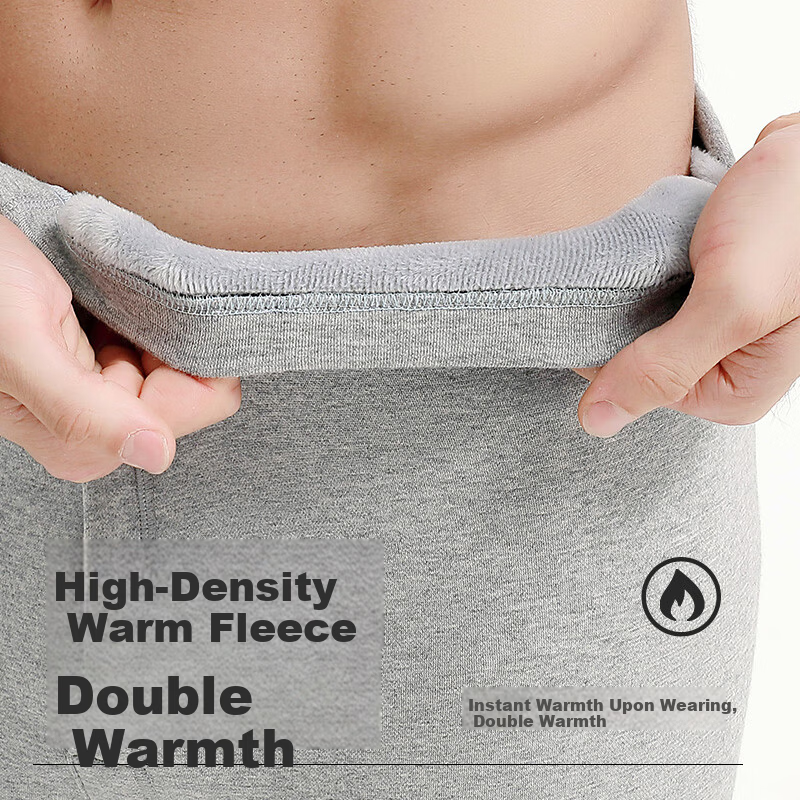 LangSha Men's Thermal Wool Knee-Protecting Fleece-Lined Thickened Cotton Pants Autumn Winter Navy Blue