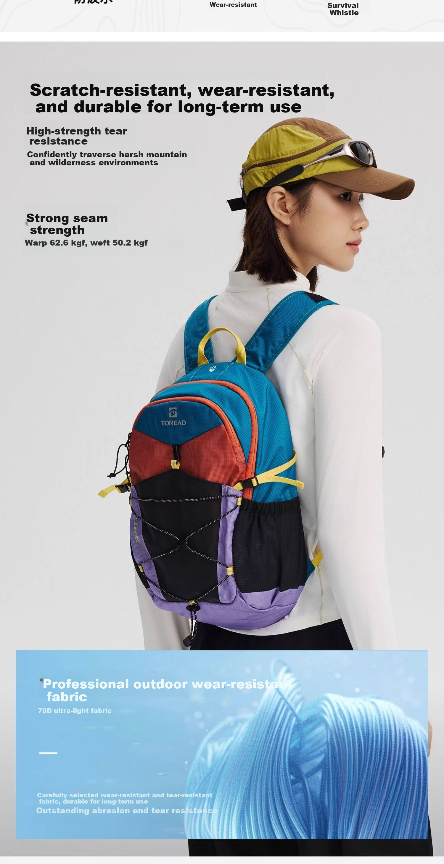 TOREAD Yunye Hiking Backpack Outdoor Commuter 15L Small Capacity Hiking School Bag Mountain Shadow Gray 3