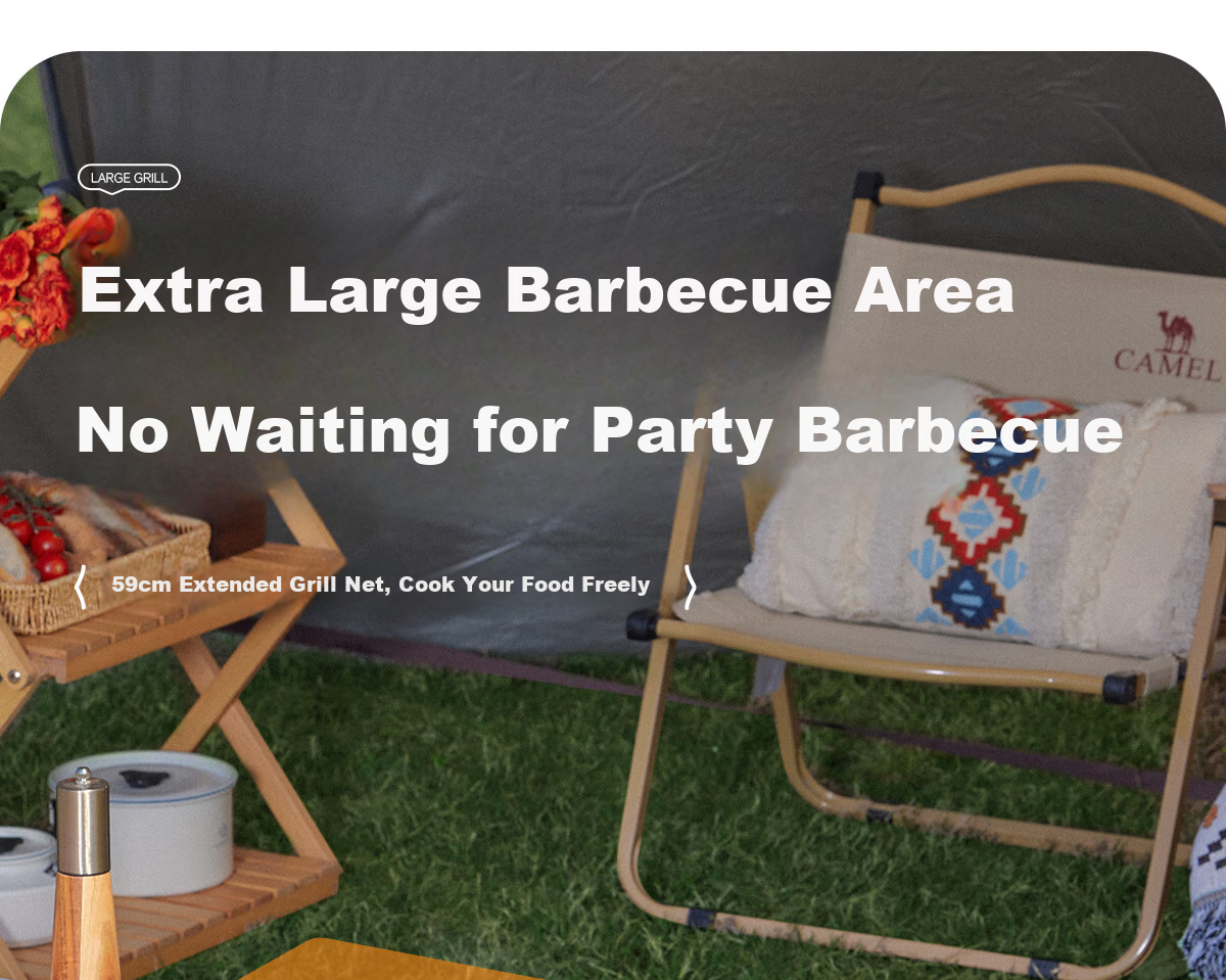 CAMELJEANS Portable Home BBQ Grill Folding Charcoal Grill Camping Commercial Charcoal Barbecue Rack - Without Side Panels 5