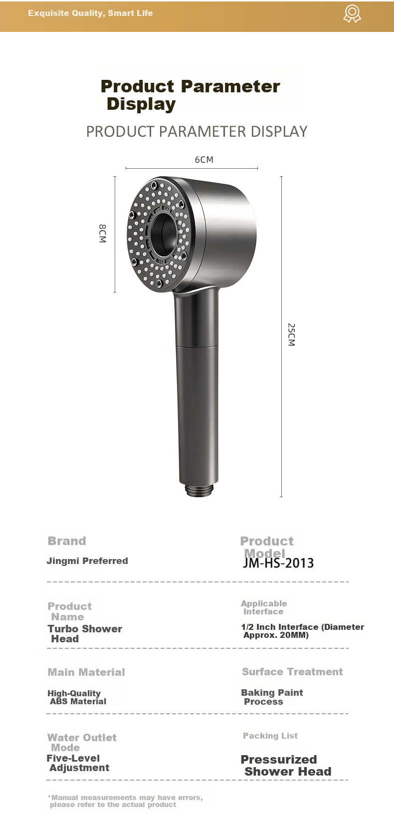 Jingmi Premium Handheld Shower Head Single Nozzle Pressure Boosting Bathroom Spray Five-Mode Water Purification Filter Shower Head 14